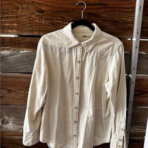 Faherty Cream Long-Sleeve Button-Down Shirt